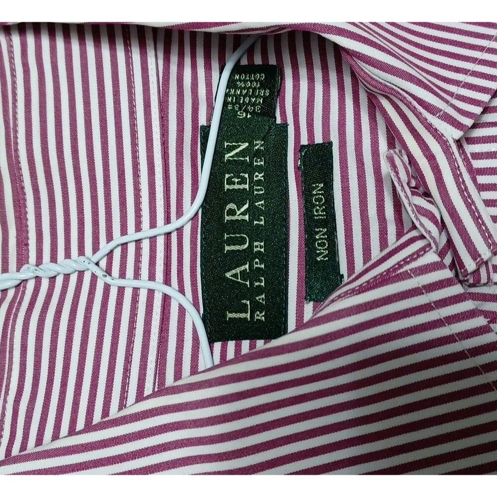 Lauren Ralph Lauren Mens Dress Shirt 16 34/35 Purple Striped Button Up LRL L - Picture 5 of 9